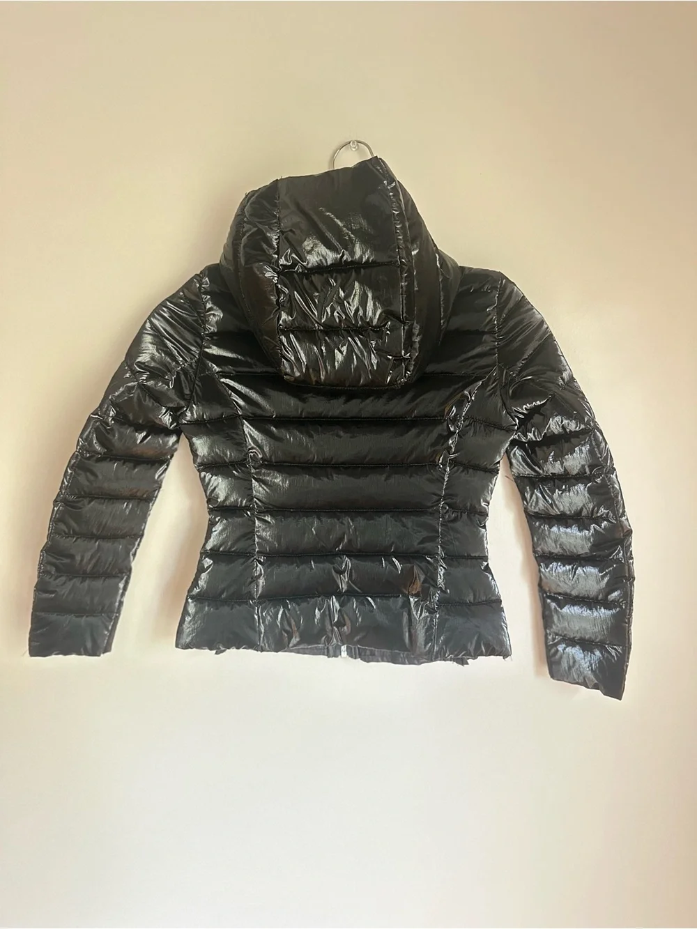 NEW Molly Bracken Girls Short Iridescent Down Jacket Black Size 8 Zipper Pockets